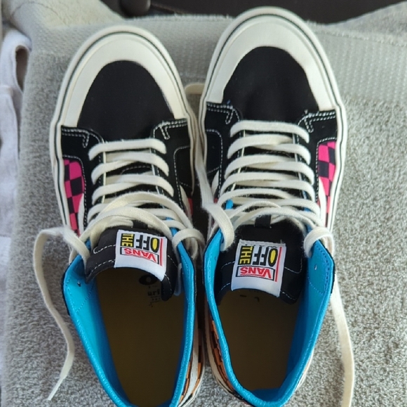 Vans Black,Pink, Orange Checkered High-Top Sneakers T&C Surf Design Hawaii !!! - Picture 12 of 16